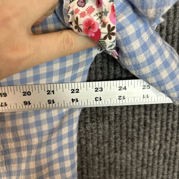 Matilda Jane Womens Gingham Plaid Floral Preppy Blouse Top Size Large Bohemian - Picture 8 of 9